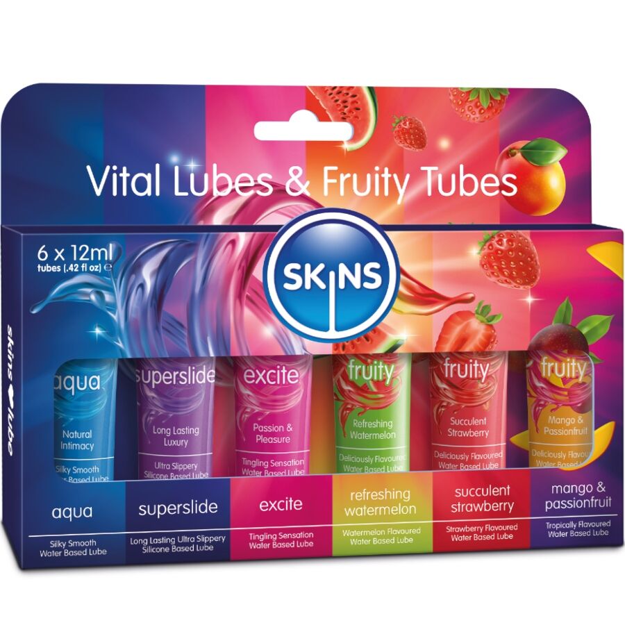 SKINS - KIT DE LUBRIFICANTES VITAL  FRUITY 6 x 12 ML