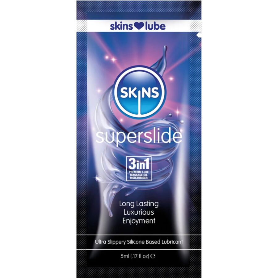 SKINS - SUPERSLIDE LUBRIFICANTE À BASE DE SILICONE, DOSE ÚNICA DE 5 ML