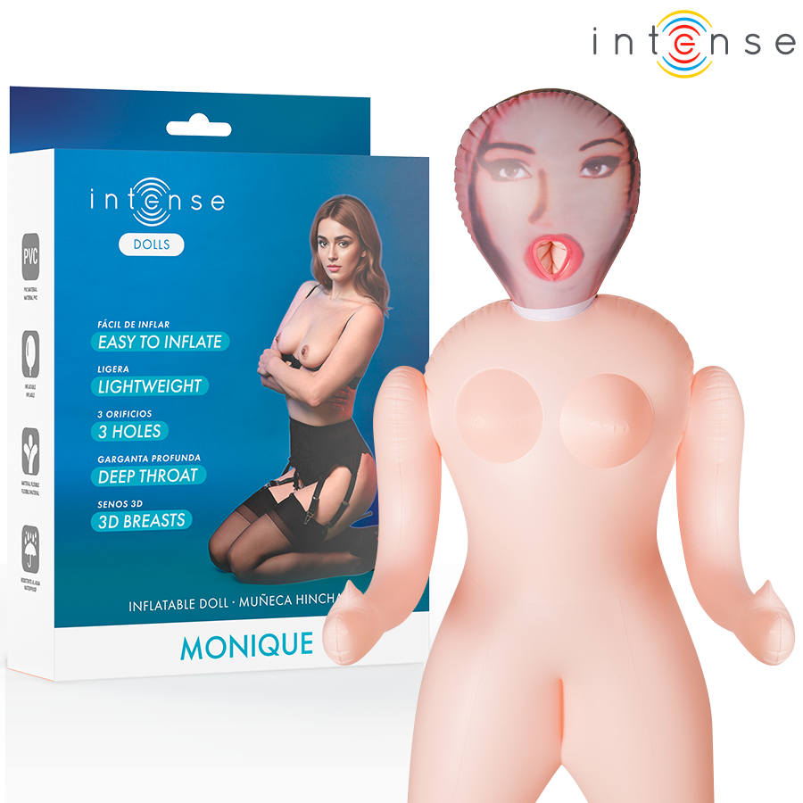 INTENSE DOLLS - BONECA INFLÁVEL MONIQUE COM TRÊS ORIFÍCIOS