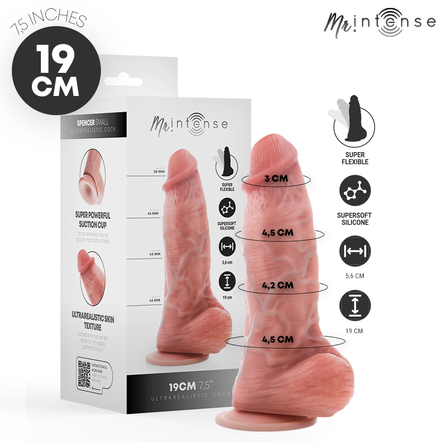 MR INTENSE - PEQUENO DILDO DE SILICONE SPENCER 19 CM -Ø- 4,5 CM