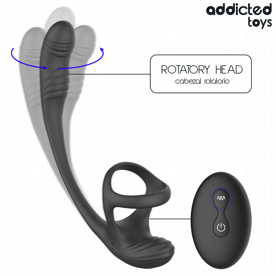 ADDICTED TOYS - PLUG ANAL COM VIBRAÇÃO, OSCILAÇÃO 360 E ESTIMULADOR DE TESTÍCULOS