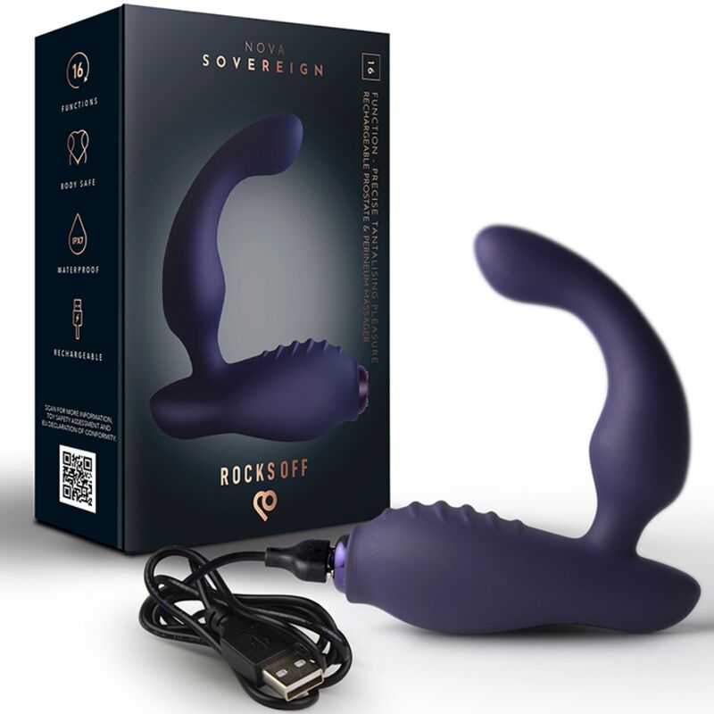 ROCKS-OFF - NOVA SOVEREIGN RECHARGEABLE PROSTATE PERINEUM MASSAGER 16 FUNCTION BLUE