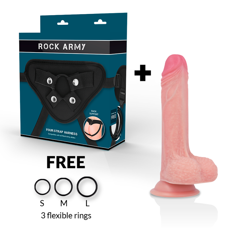 ROCKARMY - HARNESS + LIQUID SILICONE PREMIUM MUSTANG REALISTIC 18 CM -O- 4.14 CM